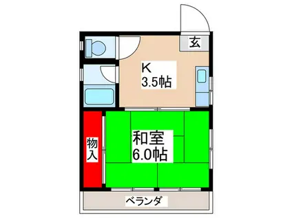 喜多マンション(1K/3階)の間取り写真