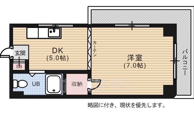 西原ビル(1DK/3階)の間取り写真