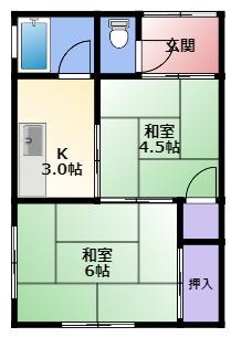 コーポ輪(2K/2階)の間取り写真