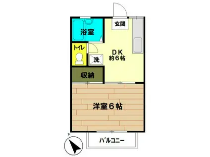 カシマアパート(1DK/2階)の間取り写真