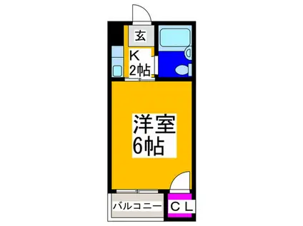 パークサイドフジII(1K/3階)の間取り写真