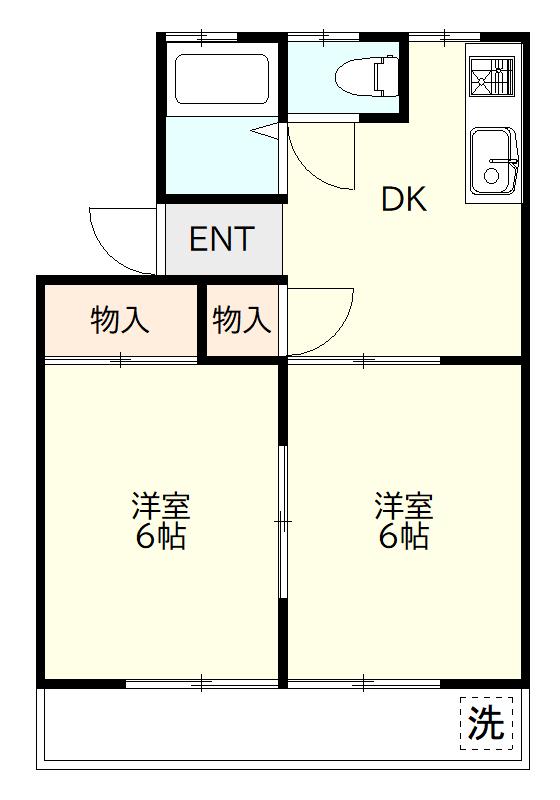 ハイツカトレア(2DK/2階)の間取り写真