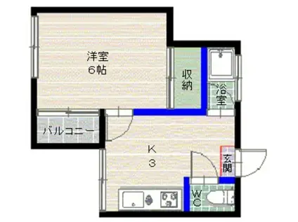 ビバリハイツ鳥飼(1K/1階)の間取り写真