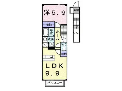 サニ-サイドハウス森A(1LDK/2階)の間取り写真