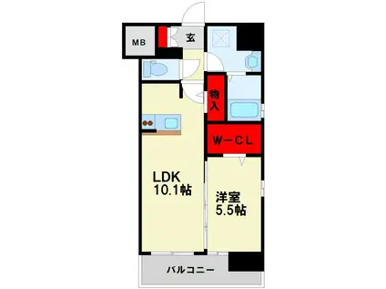 ザ・レジデンス黒崎駅南(1LDK/3階)の間取り写真