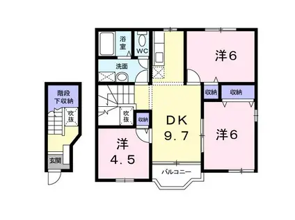 ヴィラ サンライズ ドリームII(3DK/2階)の間取り写真