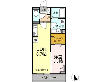 セジュール221(1LDK/2階)の間取り写真