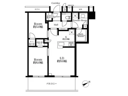 ザ・パークハウス戸越公園タワー(2LDK/12階)の間取り写真