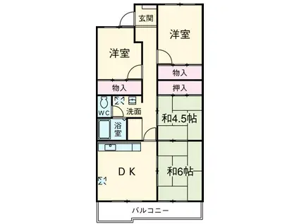 ピュアコート(4LDK/6階)の間取り写真