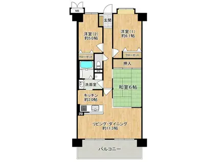 グレーシィ栗東ビステージ(3LDK/2階)の間取り写真