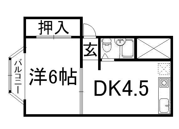 グランディール朱雀(1DK/3階)の間取り写真