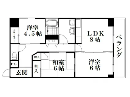 サンコート吉野(3LDK/4階)の間取り写真