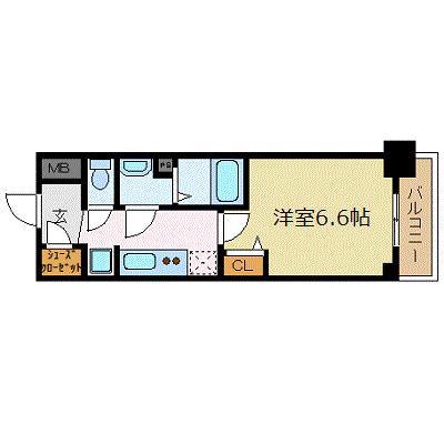 プレサンス新大阪イオリア(1K/2階)の間取り写真