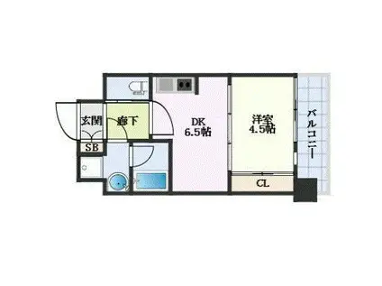 プレジオ江坂II(1DK/10階)の間取り写真