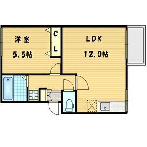シャトープラム(1LDK/2階)の間取り写真