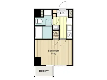 プレセダンヒルズ八王子(1K/2階)の間取り写真