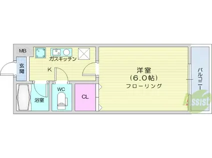 LEPARDS TOWN台原(1K/1階)の間取り写真