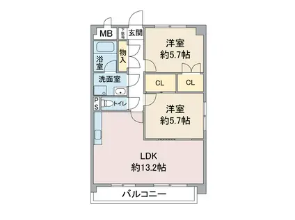 エンドール吉根(2LDK/2階)の間取り写真