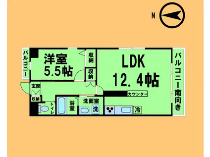 ソラナ平安(1LDK/4階)の間取り写真