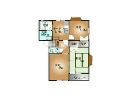 エクセルドーメキ(3K/2階)の間取り写真