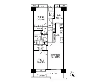 北仙台シティプレイス中央館(2SLDK/5階)の間取り写真