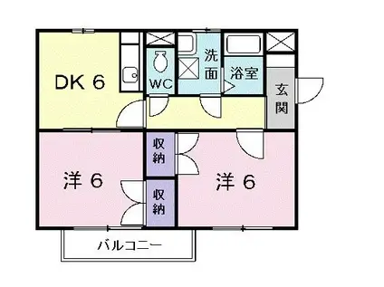 シャトー竹谷A(2DK/2階)の間取り写真