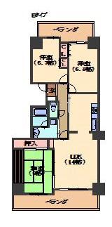 ウェルフォート幸川(3LDK/5階)の間取り写真