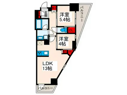 スプランディッド西日暮里(2LDK/4階)の間取り写真