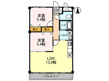 ヌカタハーモニア(2LDK/3階)の間取り写真
