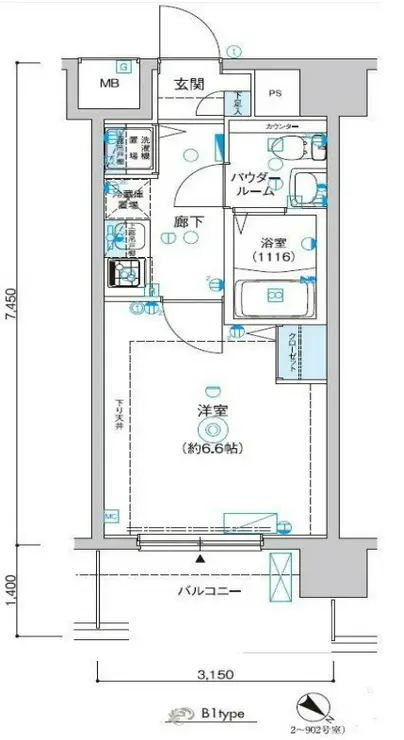 レグラス新横浜駅前 9階階 間取り