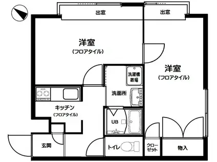 パラシオン椎名町(2K/2階)の間取り写真