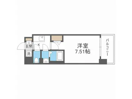 フォーリアライズ難波南レーヴ(1K/4階)の間取り写真