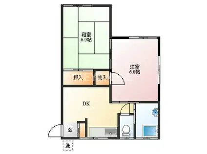 愛宕ハウス(2DK/1階)の間取り写真