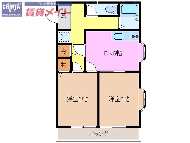ロイヤルメゾンRAVOROI(2DK/1階)の間取り写真