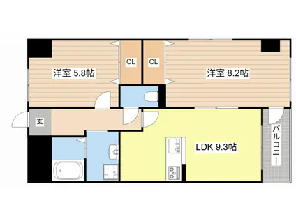 ハイツエクセルV番館(2LDK/2階)の間取り写真