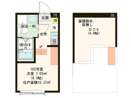 GARDEN五反野(ワンルーム/1階)の間取り写真