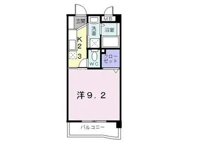 グリーンコートIII番館(1K/2階)の間取り写真