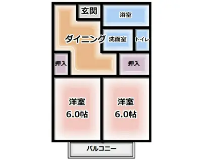 エクセルパーク(2DK/1階)の間取り写真