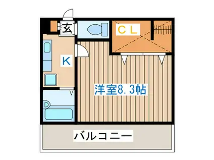 グランシティハイツ(1K/2階)の間取り写真