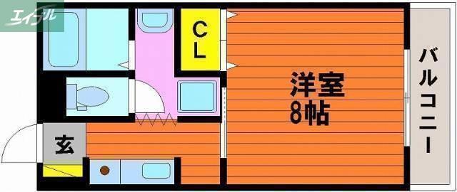 はなはうす門田二番館(1K/3階)の間取り写真
