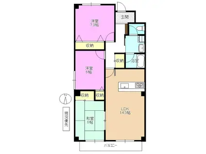 ライフコア上千田(3LDK/3階)の間取り写真