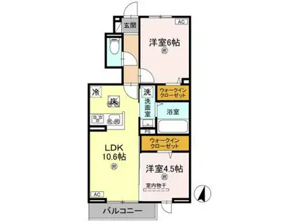 フォーゲルセレーノ A棟(2LDK/1階)の間取り写真