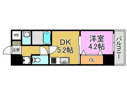 GARDENIA高井田(1DK/5階)の間取り写真