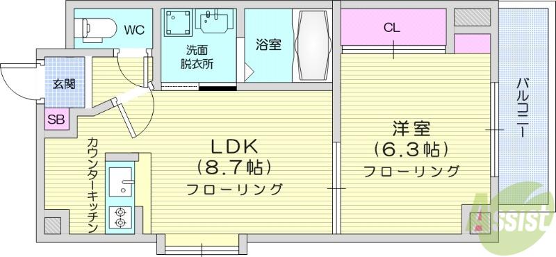 ガーデンロッジⅠ(1LDK/5階)の間取り写真