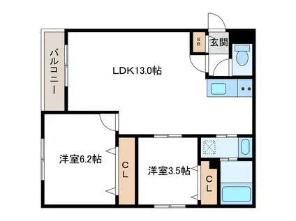 PRECIOUS KITA24 プレシャスキタ24(2LDK/3階)の間取り写真