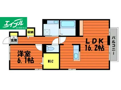 ザルツブルク中林(1LDK/1階)の間取り写真