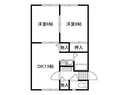 サンライフN・錦 B棟(2DK/1階)の間取り写真