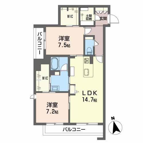 リュミエール(2LDK/2階)の間取り写真