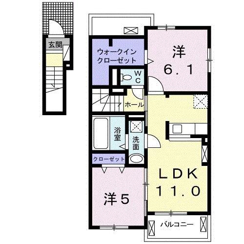 アニスシードA(2LDK/2階)の間取り写真