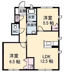 シャーメゾン明月G(2LDK/1階)の間取り写真